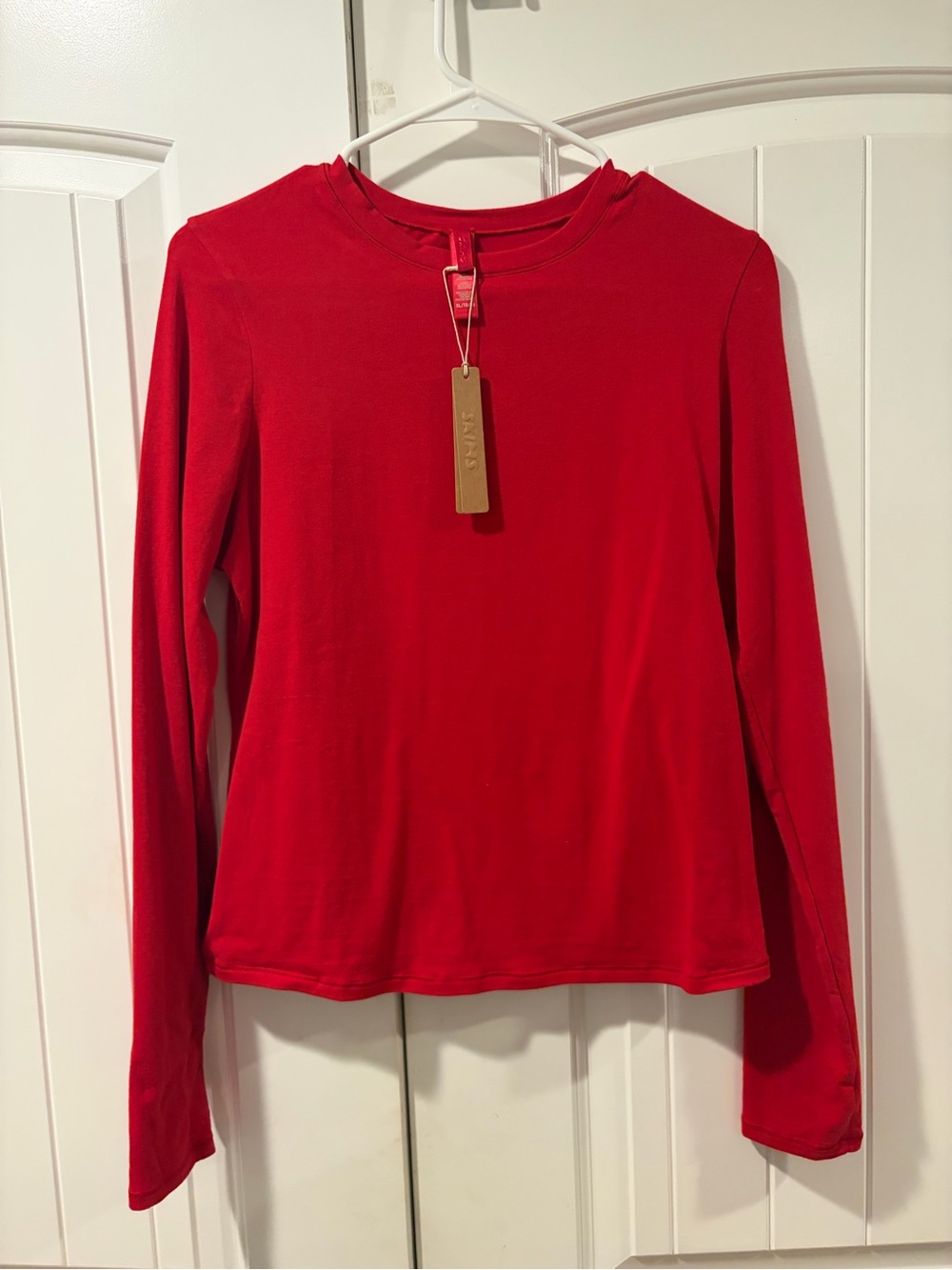 SKIMS Long Sleeve Crewneck Top - Red